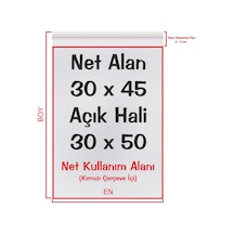 30 x 45+5 (30*50) CM. 250 Adet - Şeffaf Bantlı Yapışkanlı Jelatin P