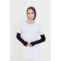 Hürrem Bone Siyah Tesettür Parmak Geçmeli Kolluk Viskon Düz 1024 01 Siyah