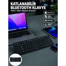 Katlanabilir Bluetooth Klavye 3 Cihaz Bağlantılı Kablosuz Taşınabilir Klavye