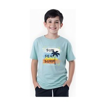 Panios Kids California Sun Baskılı Erkek Çocuk Kısa Kollu Yuvarlak Yaka T-shirt Mint Yeşili