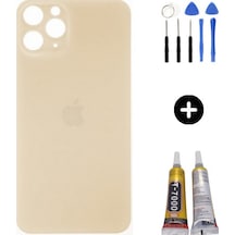 Apple Uyumlu iPhone 11 Pro Max Arka Pil Batarya Kapak Altın + Montaj Seti
