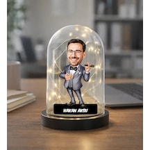 Bk Gift Kişiye Özel Erkek Patron Karikatürlü Led Işıklı Cam Fanus Biblo -1, Mesleki Hediye, Doğum Günü Hediyesi