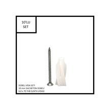 Dübel-vida Seti, Gaz Beton Ytong Dübeli 10 Mm, 6,0x70 Yhb Sunta Vidası, 10 Adet
