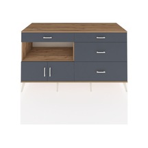 Kronos Konsol Tek Raflı 4 Çekmeceli 2 Kapaklı 176x59x99 Çam-antra Çam-antrasit