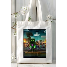 Art Hediye Minecraft Oyun Baskılı Omuz Çanta Kişiye Özel Model 5 Çok Renkli