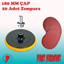 180 MM Cırt Zımpara Tabanı-matkap Aparatı ve 20 Adet Zımpara İle