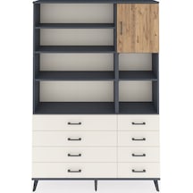 Arges Dolap 8 Raflı 8 Çekmeceli Tek Kapaklı 132x30x195 Antra... Antrasit