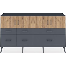 Arges Konsol 4 Raflı 6 Çekmeceli 4 Kapaklı 176x30x99 Antrasit-çam/antrasit Atlas Çam/antrasıt - Antrasıt
