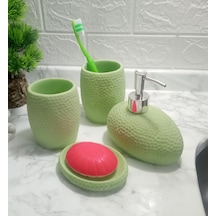 YEŞİL PETEK 4 LÜ BANYO SETİ 20x20x13cm Yeşil