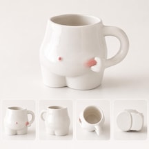 El Yapımı Seramik Göbekli Şişman Obez Tasarım El Yapımı Mug Kupa Fincan Tasarım Mug Kupa 2, Büyük Beyaz - Çok Renkli