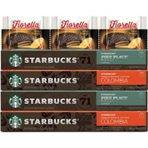 Starbucks Nespresso Uyumlu Pike Place + Colombia Kapsül Kahve 4 x 10'lu + Fiorella 3 x 20 G
