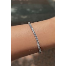 Gümüş 3 Mm Taşlı Pırlanta Montür Su Yolu Bileklik