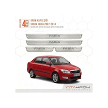 Skoda Fabia 2007-2014 Uyumlu Satine Krom Kapı Koruma Eşiği 4 Parç