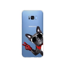Samsung Galaxy S8 Plus İle Uyumlu 1mm Slim Fit Köpek 2 050e Baskılı Şeffaf Kılıf Şeffaf