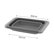 Katlanabilir Silikon Süzgeç, Teleskopik Saplı Lavabo Üstü Makarna Süzgeci, Sebze Meyve Yıkama, Gıda Sınıfı Bpa Free, Isıya Dayanıklı, Ergonomik, Yer Kaplamaz, Beyaz Asorti
