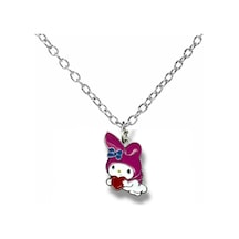 Fantasy Magic My Melody Kalp Taşıyan Figürlü Kolye 60 Cm Zincirli Pembe Anime Takı Çok renkli