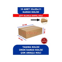 10 Adet 32x20x11 Cm Baskısız Çift Oluklu Boş Koli, Dopel Ürün Kolisi, Kargo Kolisi, Tssst