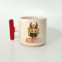 Sen Şeytansan Ben Pabucu Ters Giydirenim Baskılı Kırmızı Kulplu T Kupa