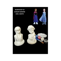3d Elsa Ve Anna 2 Li Figür Boyama Seti - Kendin Boya Hobi Ve Etkinlik Seti - Akrilik Boya + 4 Fırça