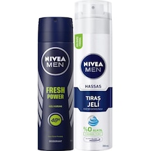 Nivea Fresh Power Erkek Deosprey 150 ML + Tıraş Jeli Hassas Ciltler Için 200 ML