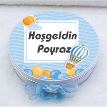 Balon Baskılı Metal Kutuda Bebek Çikolatası Uv Baskılı Madlen Çik