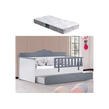 Yavrulu Karyola, Flower Yavrulu Montessori Karyola - Gri + 1 Adet Comfort Yatak Gri-90 X 190