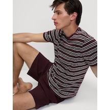 Marks & Spencer Kareli Waffle Dokulu %100 Pamuklu Pijama Takımı T07000091 Bordo