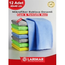 Larimar Mikrofiber Baklava Desenli Cam ve Temizlik Bezi 12'li 40 x 40 CM