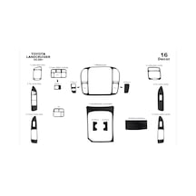 Toyota Land Cruiser Konsol-torpido Kaplama 1998-2003 16 Parça Siyah Karbon