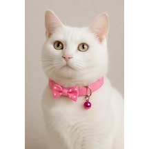 Mıt Kedi Boyun Tasması Papyonlu Pembe