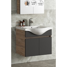 Yıldız 55 Cm Atlantik Çam-Antrasit Gri Mat Mdf Seramik Lavabolu A Antrasit - Atlantik Çam
