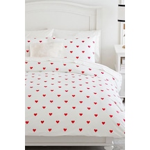 Heart Tek Kişilik Çarşafı Lastikli Kalpli Nevresim Takımı Kırmızı Sku: Smg8690010222473 0