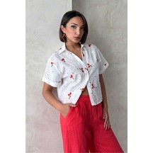 Verymoda Nakışlı Brode Gömlek - D2806 Kiraz