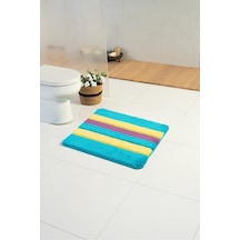Buççin Online Mağaza Akrilik Linear Multi 60x50 Cm Kare Yaka Yıkanabilir , Makine Dokuması Banyo Paspası Akrilik Kalın Çok Renkli