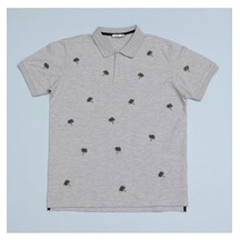 Erkek Çocuk Kısa Kol Polo Yaka T-shirt - 16754 - Beyaz - Melanj