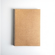 Çizgisiz Spiralli Not Defteri, A4 Boyut 21x29,7 Cm , 60 Yaprak, 90gr. Ivory Kağıt, Ofis İçin İdeal Kahverengi Kapak