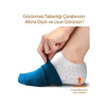 Bfc Trading Boy Uzatıcı Silikon Topuk Çorabı Gizli Topuk Yükseltici 3 Cm Beyaz Unisex