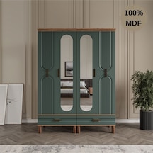 Zen 4 Kapak Ayaklı Tasarım Country Mdf Gardırop Yeşil