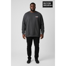 Süperlife Erkek Büyük Beden Brooklyn 1970 Baskılı Bisilet Yaka İnce Sweatshirt Spr26bsw956-3 Antrasit