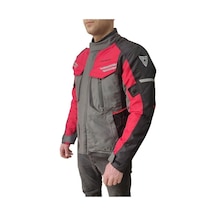 Venom Kopenhag Motosiklet Montu Gri-kırmızı Full Koruma Motorcu Montu