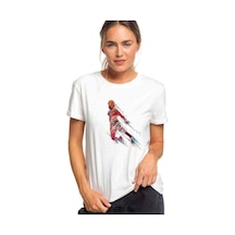 Basketbol Oyuncusu Baskılı Beyaz Kadın Tshirt