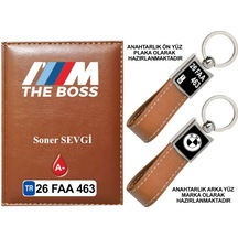 Plakanıza Özel Bmw The Boss Logolu Taba Ruhsat Kabı Ve Anahtarlık