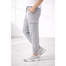 Ertaştrendstore Erkek Jogger Eşofman Altı Kargo Cepli Lastikli Paça Spor Pantolon - Gri Çoklu Renk