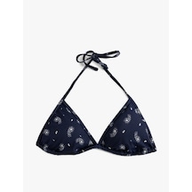 Koton Üçgen Bikini Üstü Şal Desenli Pedli Astarlı Lacivert Desenli 4sak10266mm Lacivert