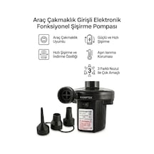 Kamptek 12v Araç Çakmaklık Girişli Elektrikli Şişirme Pompası - Yatak, Mat, Bot Ve Çadır Şişirme Pompası 3 Farklı Uçlu