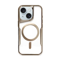 Apple iPhone Uyumlu  15 Plus Uyumlu Kılıf Boyi Magsafe Silikon Kapak - Kahverengi