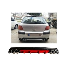 Peugeot 307 Uyumlu Body Kit Difüzör 4 Çıkış Yuvarlak Kırmızı