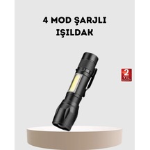 Profesyonel 4 Modlu Şarjlı El Feneri 1300 Mah Batarya Cree Led Teknolojisi Diğer