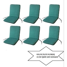 Lüks Arkalıklı Sandalye Minderi 6lı 4cm Süngerli Yeşil