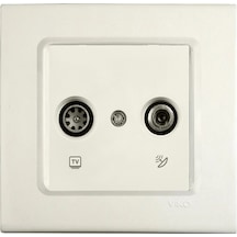 Viko Linnera Krem Tv-sat İkili Uydu Prizi Geçişli Çerçeveli